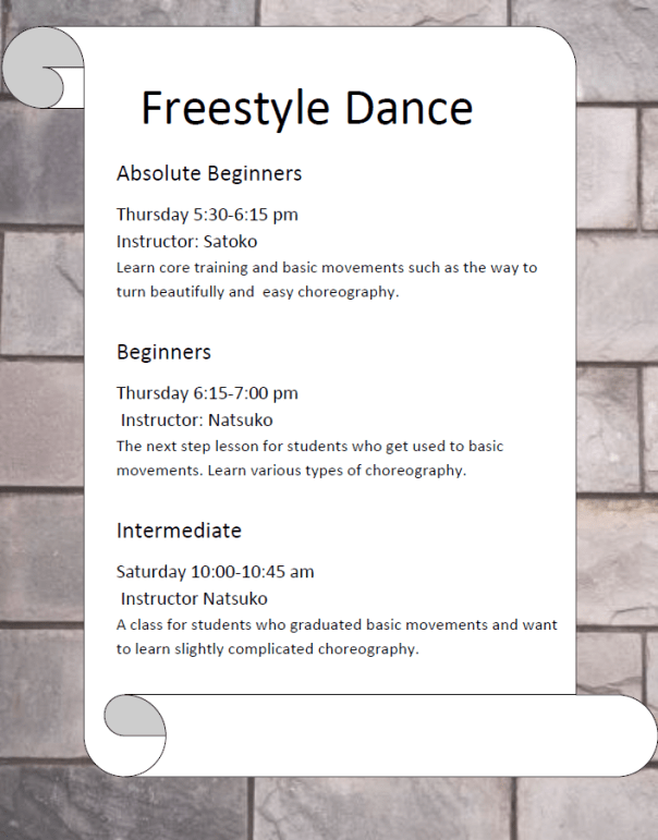 Freestyle Danceレッスン内容文